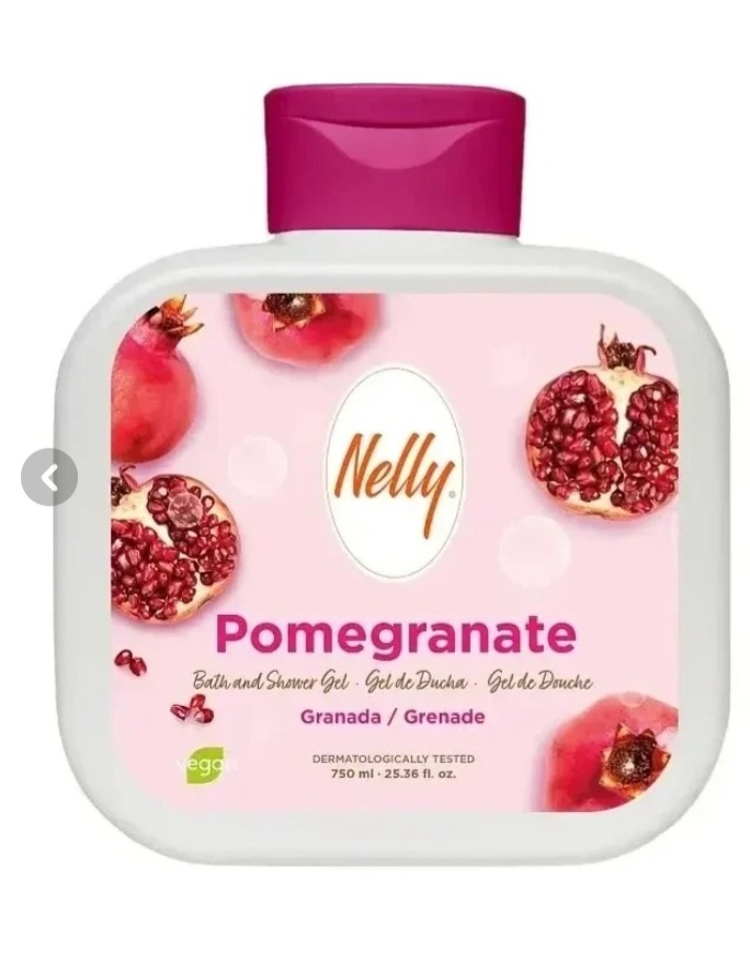 شامپو ژل حمام انار نلی Nelly مدل Pomegranate | حجم 750 میلی‌لیتر
